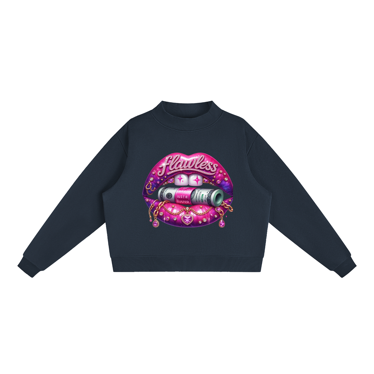Flawless Lips Oversized Mock-Neck Sweatshirt