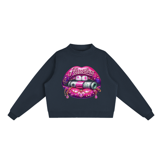 Flawless Lips Oversized Mock-Neck Sweatshirt