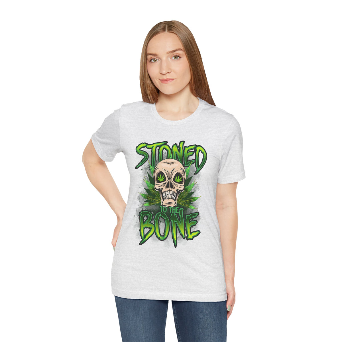 Stoned to the Bone Skull Tee — Cannabis Leaf Graphic T-Shirt