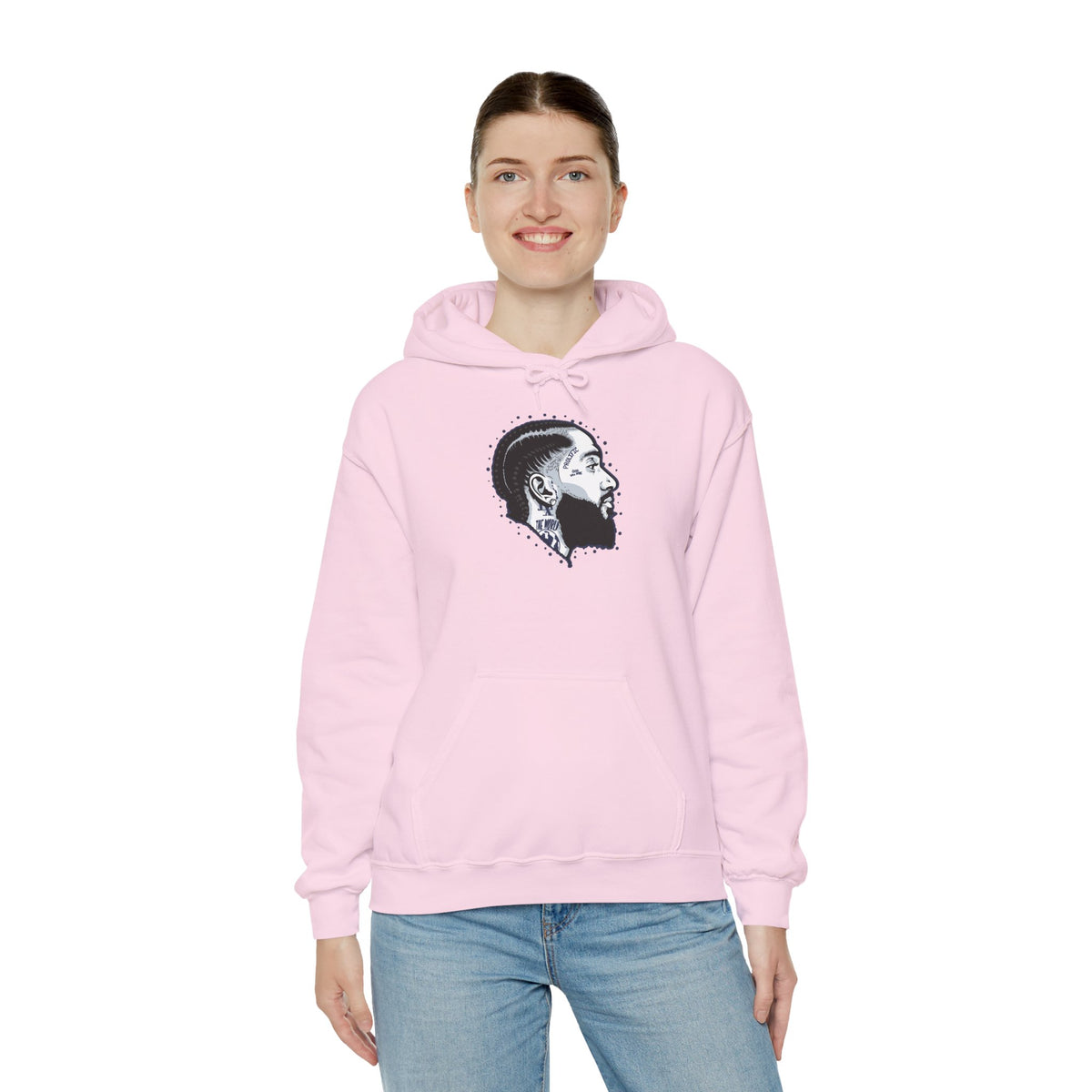 Portrait Graphic NIPSEY – Side Profile Ink Illustration Hooded
