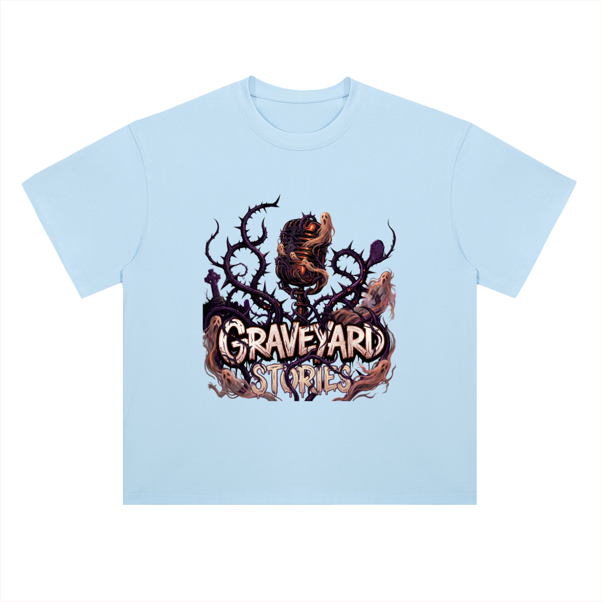 Graveyard Stories Gothic Horror Graphic Drop Shoulder Tee