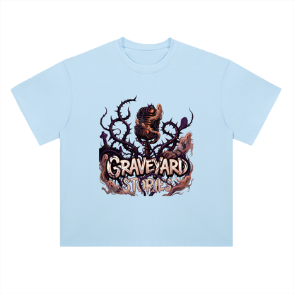 Graveyard Stories Gothic Horror Graphic Drop Shoulder Tee