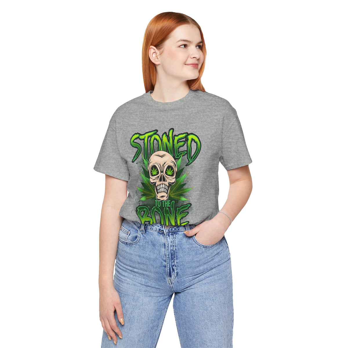 Stoned to the Bone Skull Tee — Cannabis Leaf Graphic T-Shirt