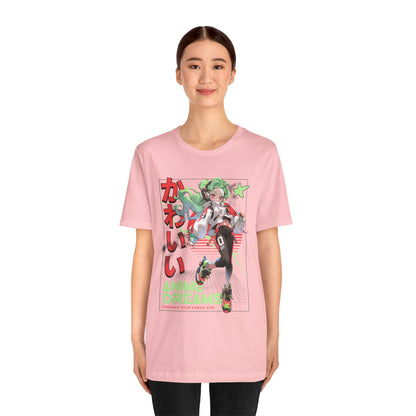 Anime Dreams Kawaii Tee — Neon Retro Anime Girl Graphic T-Shirt