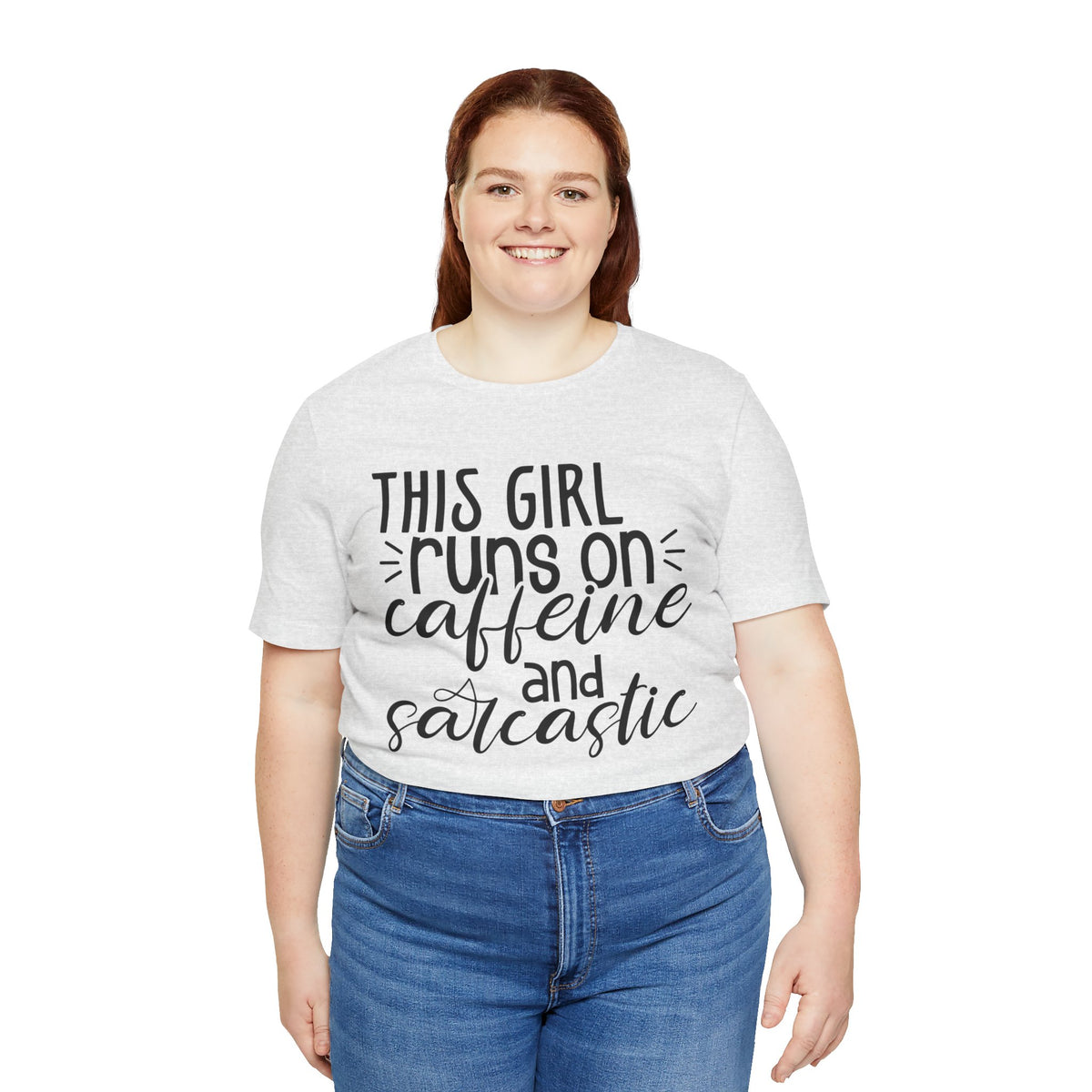 Funny Women’s Tee — "This Girl Runs on Caffeine and Sarcastic"