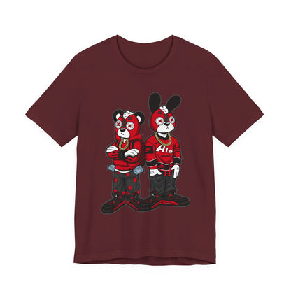 Streetwear Cartoon Bear & Bunny Tee — Hip Hop Graphic T-Shirt
