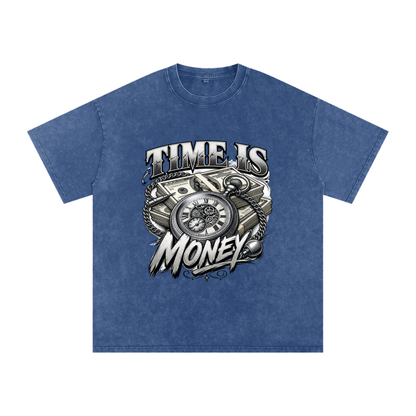 Time Is Money Snow-Washed Cotton Graphic Tee