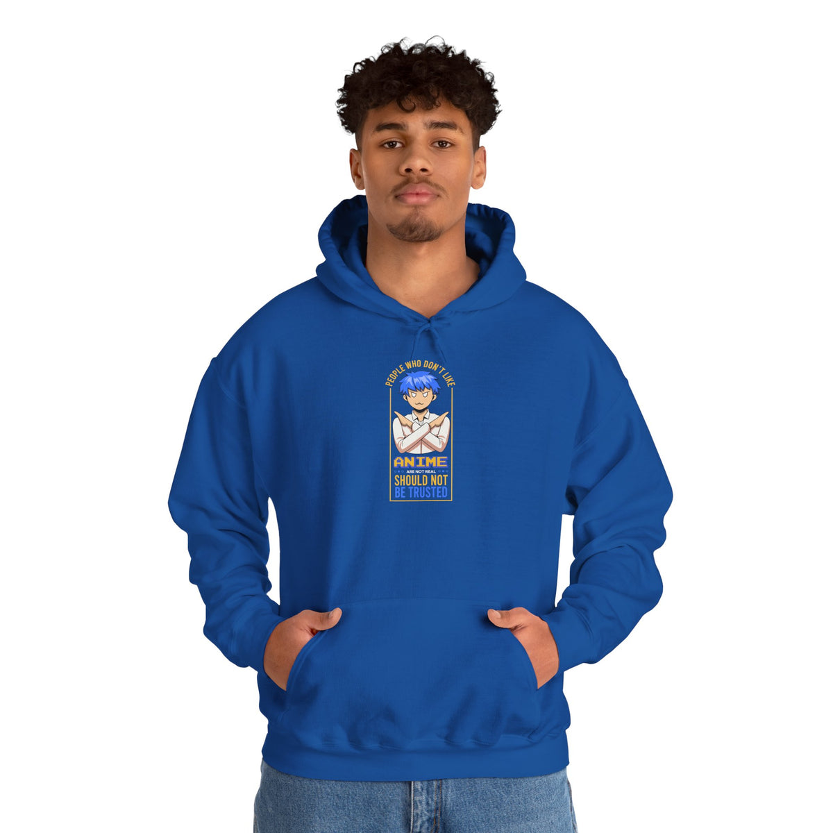 Anime Blue-Haired Character Hoodie — 'Promise to Be Trusted' Graphic Pullover