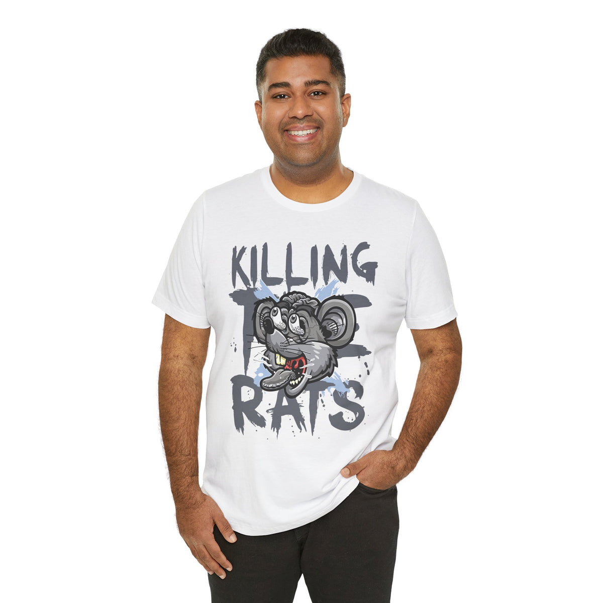 Killing Rats Graphic Tee – Edgy Cartoon Rat Skull Streetwear