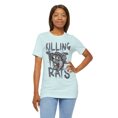 Killing Rats Graphic Tee – Edgy Cartoon Rat Skull Streetwear