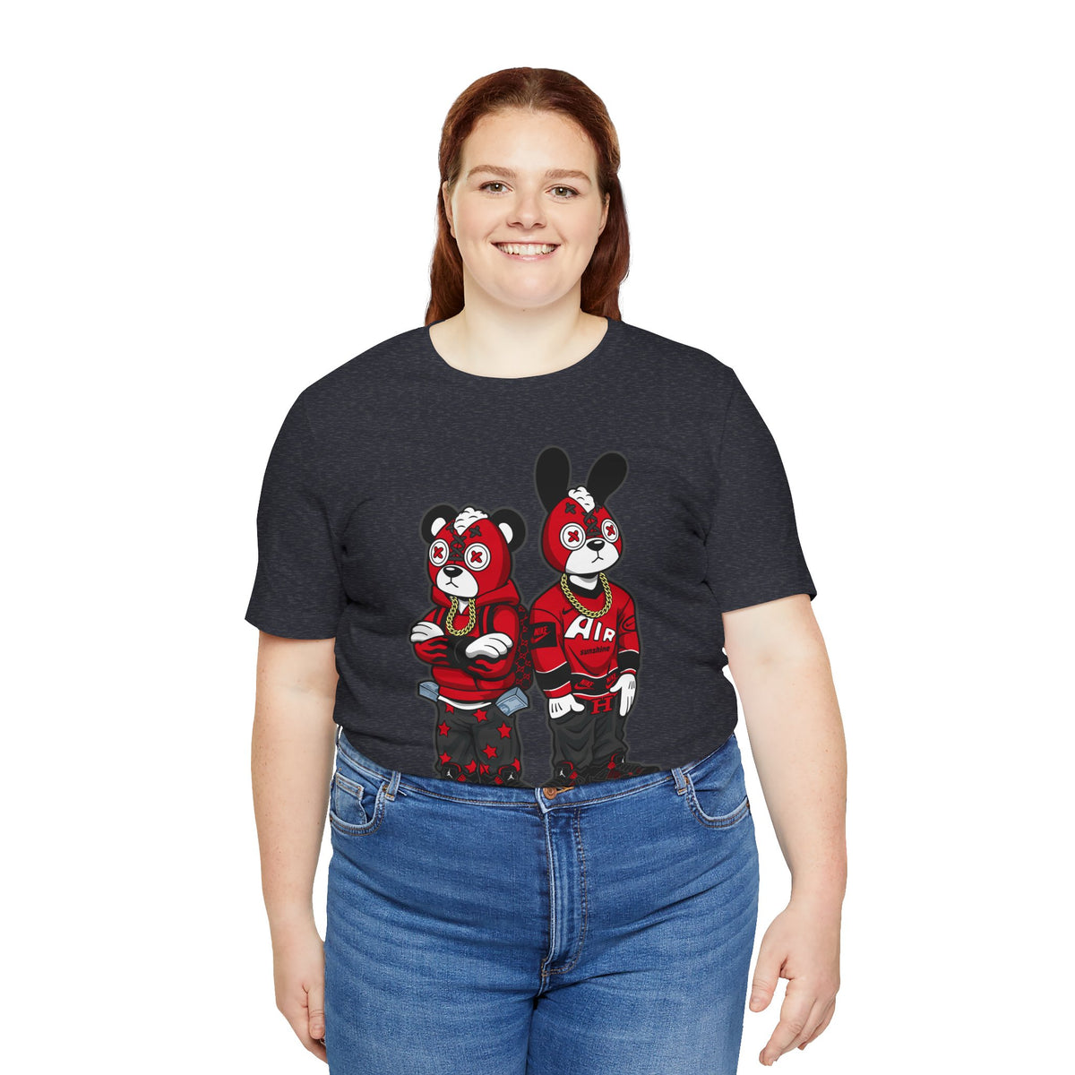 Streetwear Cartoon Bear & Bunny Tee — Hip Hop Graphic T-Shirt
