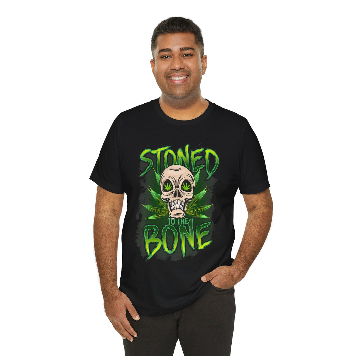 Stoned to the Bone Skull Tee — Cannabis Leaf Graphic T-Shirt