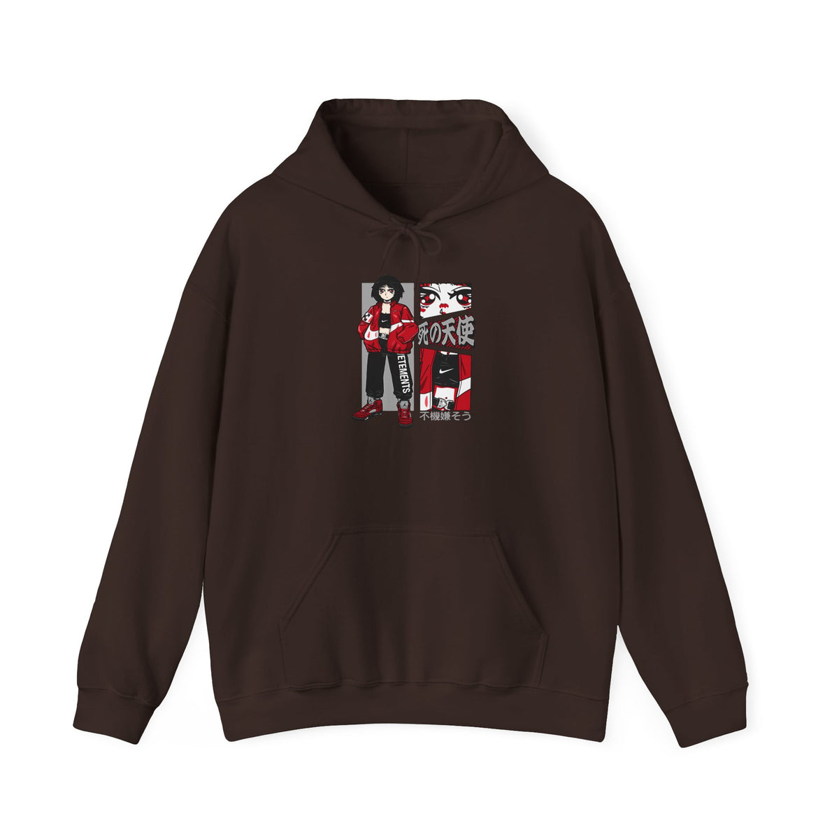 Anime Streetwear Red-Jacket Angel Hooded Sweatshirt
