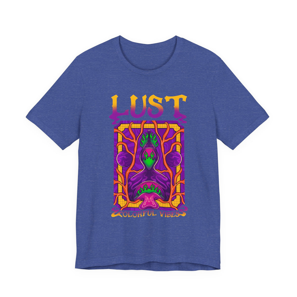 Lust Colorful Vibes Graphic Tee — Psychedelic Tarot-Inspired T-Shirt