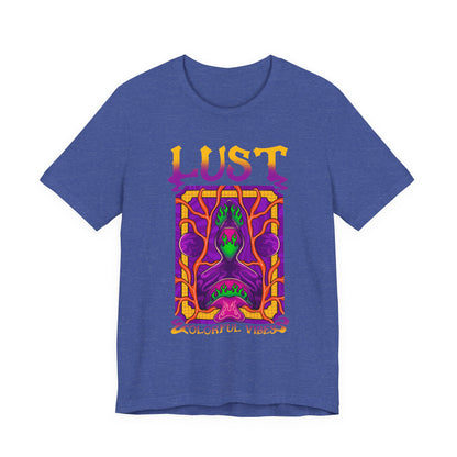 Lust Colorful Vibes Graphic Tee — Psychedelic Tarot-Inspired T-Shirt