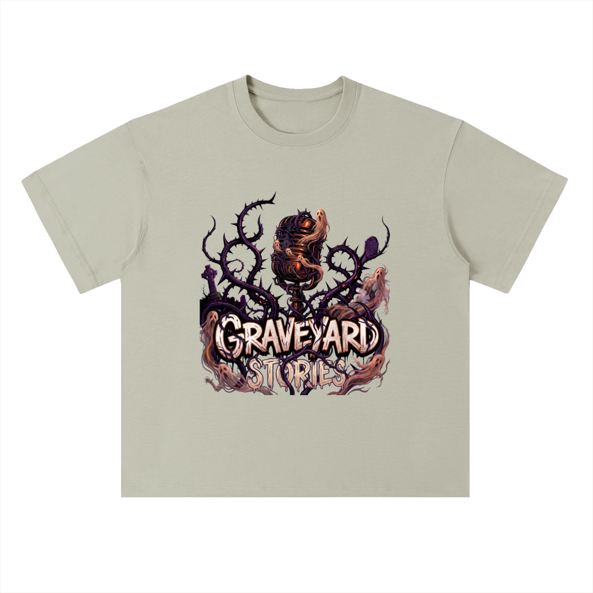 Graveyard Stories Gothic Horror Graphic Drop Shoulder Tee
