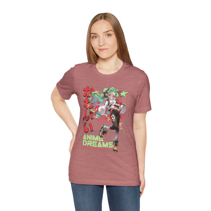 Anime Dreams Kawaii Tee — Neon Retro Anime Girl Graphic T-Shirt