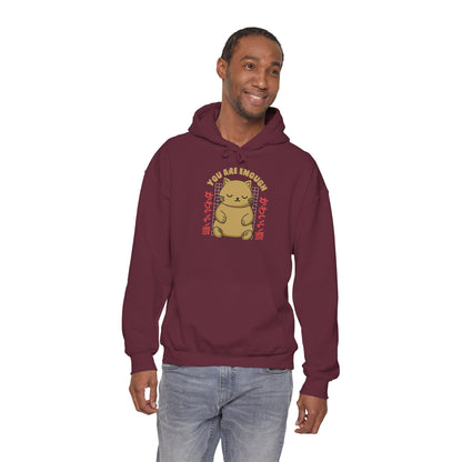 Hoodie — Cute 'You Are Enough' Kawaii Cat Comfort Hoodie