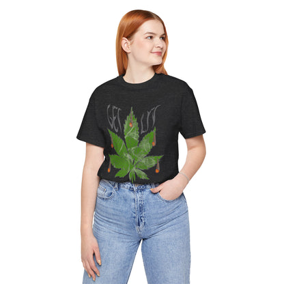 Merry Tijuana Cannabis Leaf Tee — 'Get Lit' Holiday Marijuana T-Shirt