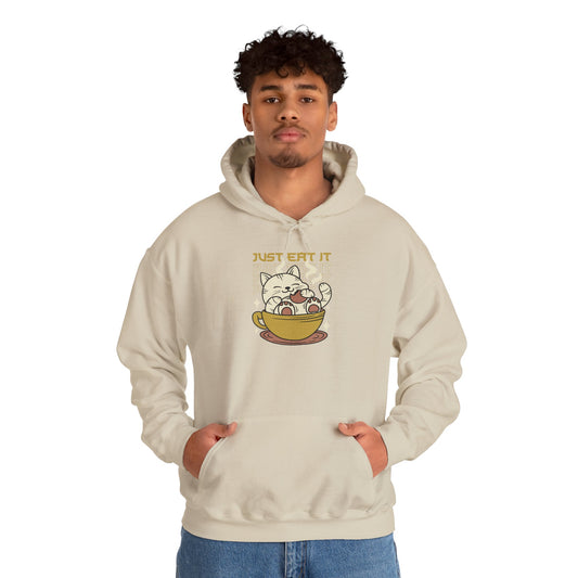 Cat Latte Hoodie - "Just Eat It" Cute Cat in Cup Sweatshirt