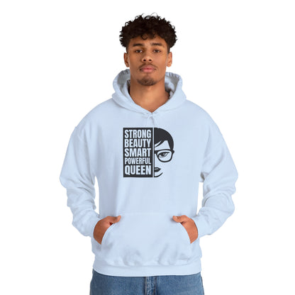 Queen Portrait Hoodie — "Strong Beauty Smart Powerful Queen" Empowerment Sweatshirt