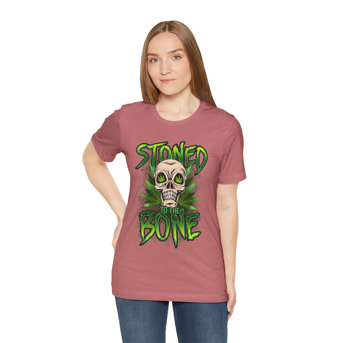 Stoned to the Bone Skull Tee — Cannabis Leaf Graphic T-Shirt