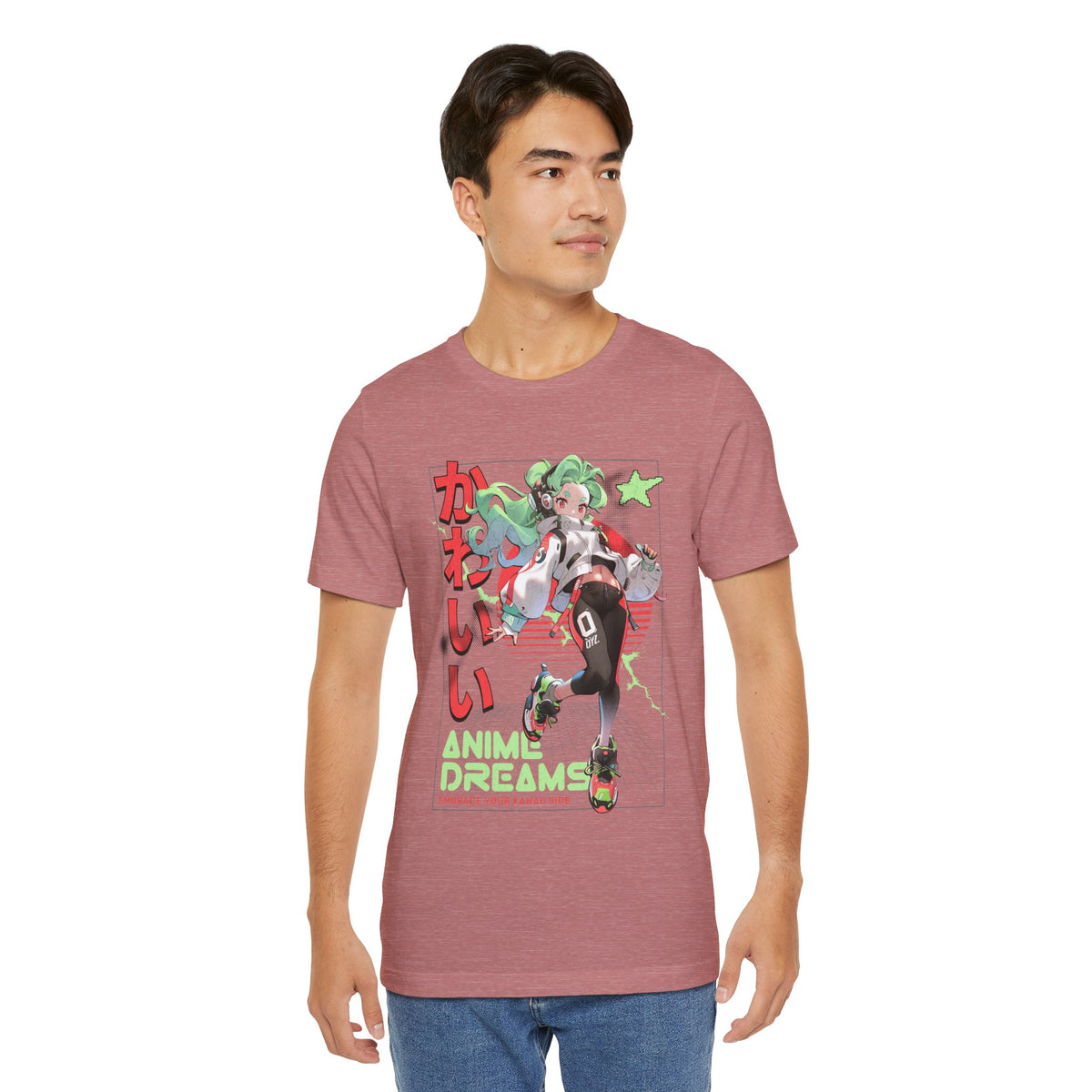 Anime Dreams Kawaii Tee — Neon Retro Anime Girl Graphic T-Shirt
