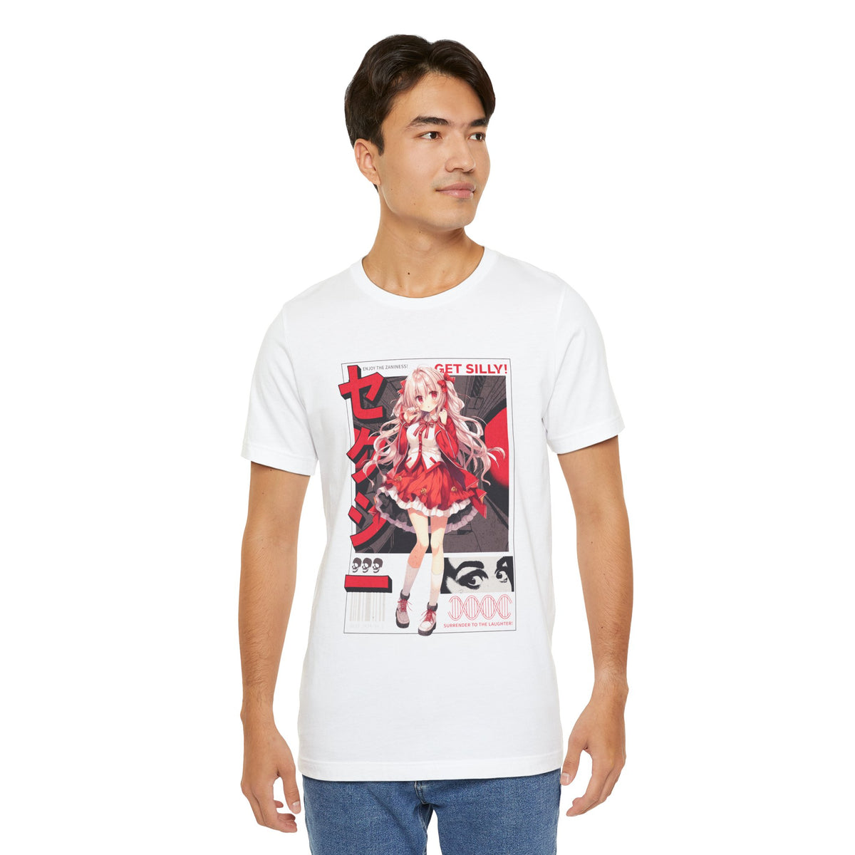 Anime Girl Graphic Tee — "Get Silly!" Red Harajuku Style T-Shirt