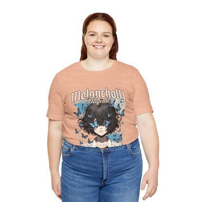 Melancholy Tragedia Anime Tee — Blue Butterflies Graphic T-Shirt