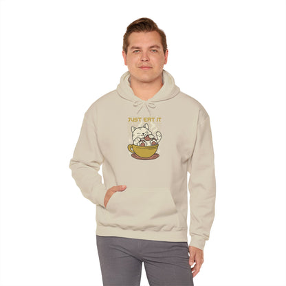 Cat Latte Hoodie - "Just Eat It" Cute Cat in Cup Sweatshirt