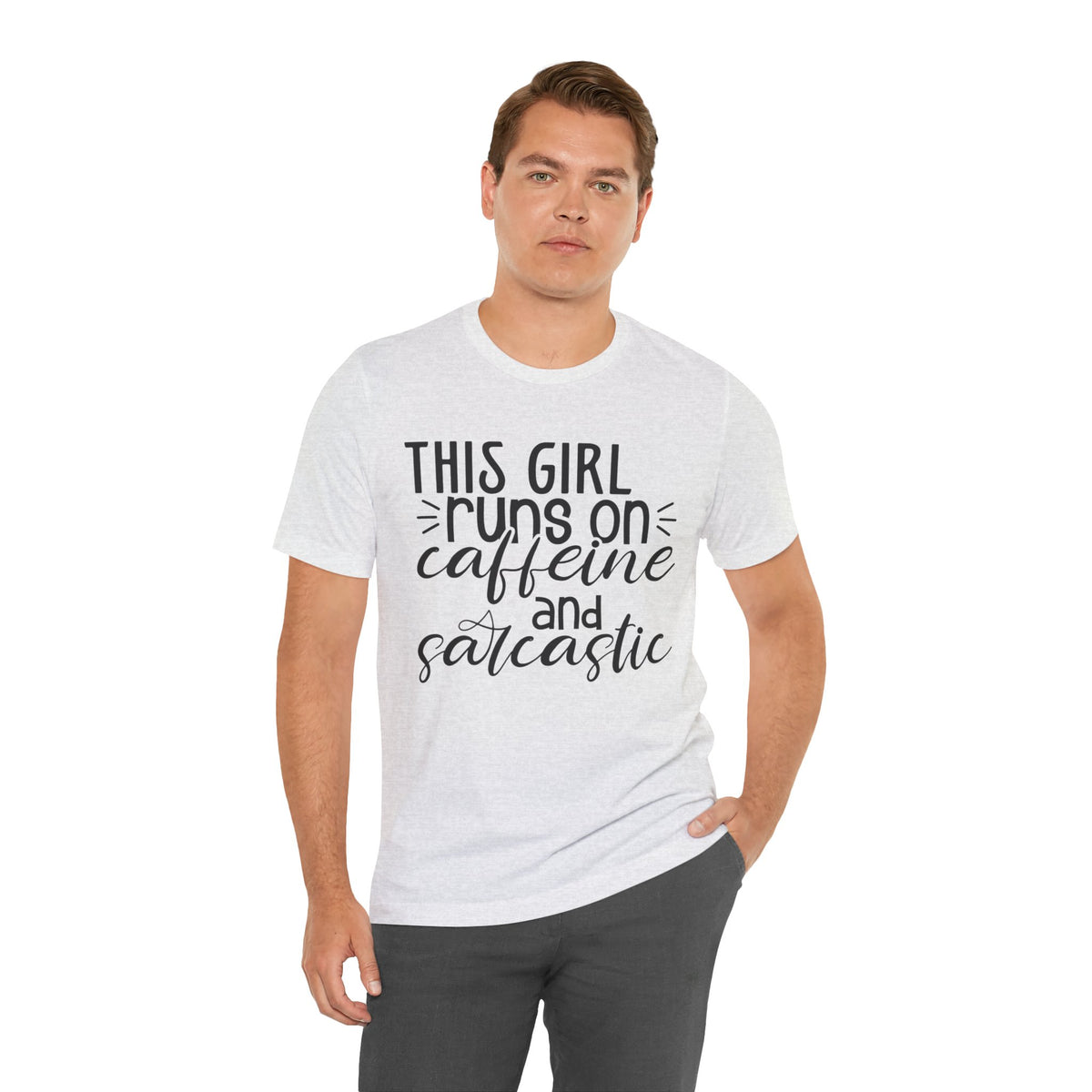 Funny Women’s Tee — "This Girl Runs on Caffeine and Sarcastic"