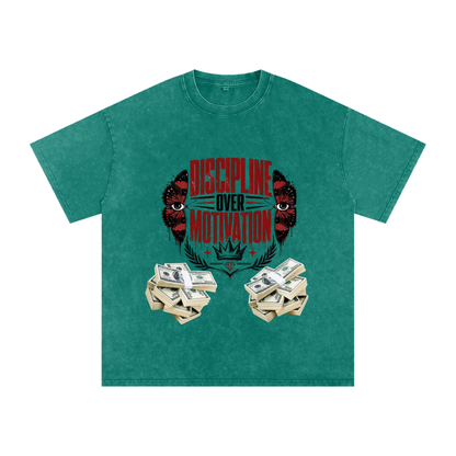 Discipline Over Motivation Snow-Washed Cotton Tee