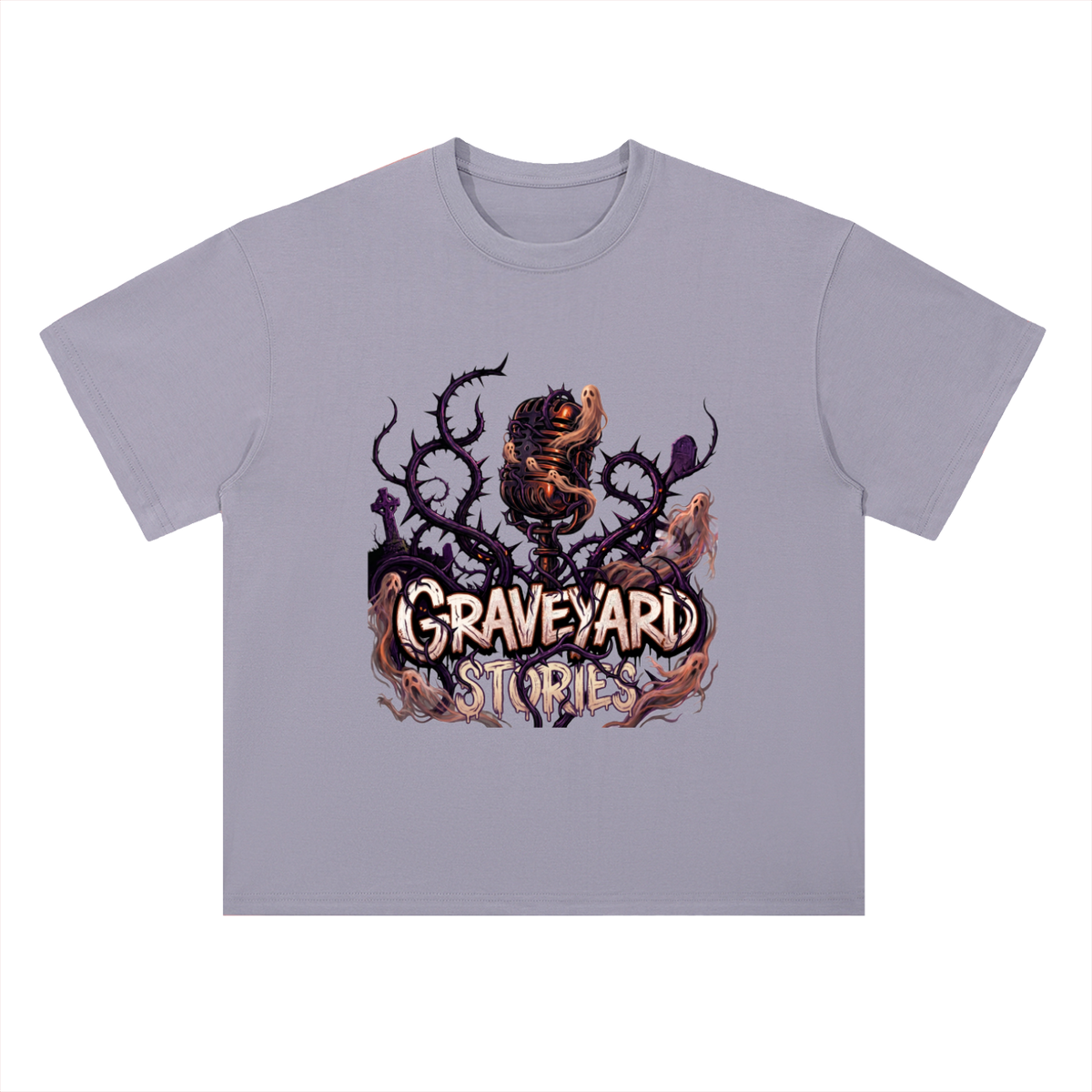 Graveyard Stories Gothic Horror Graphic Drop Shoulder Tee