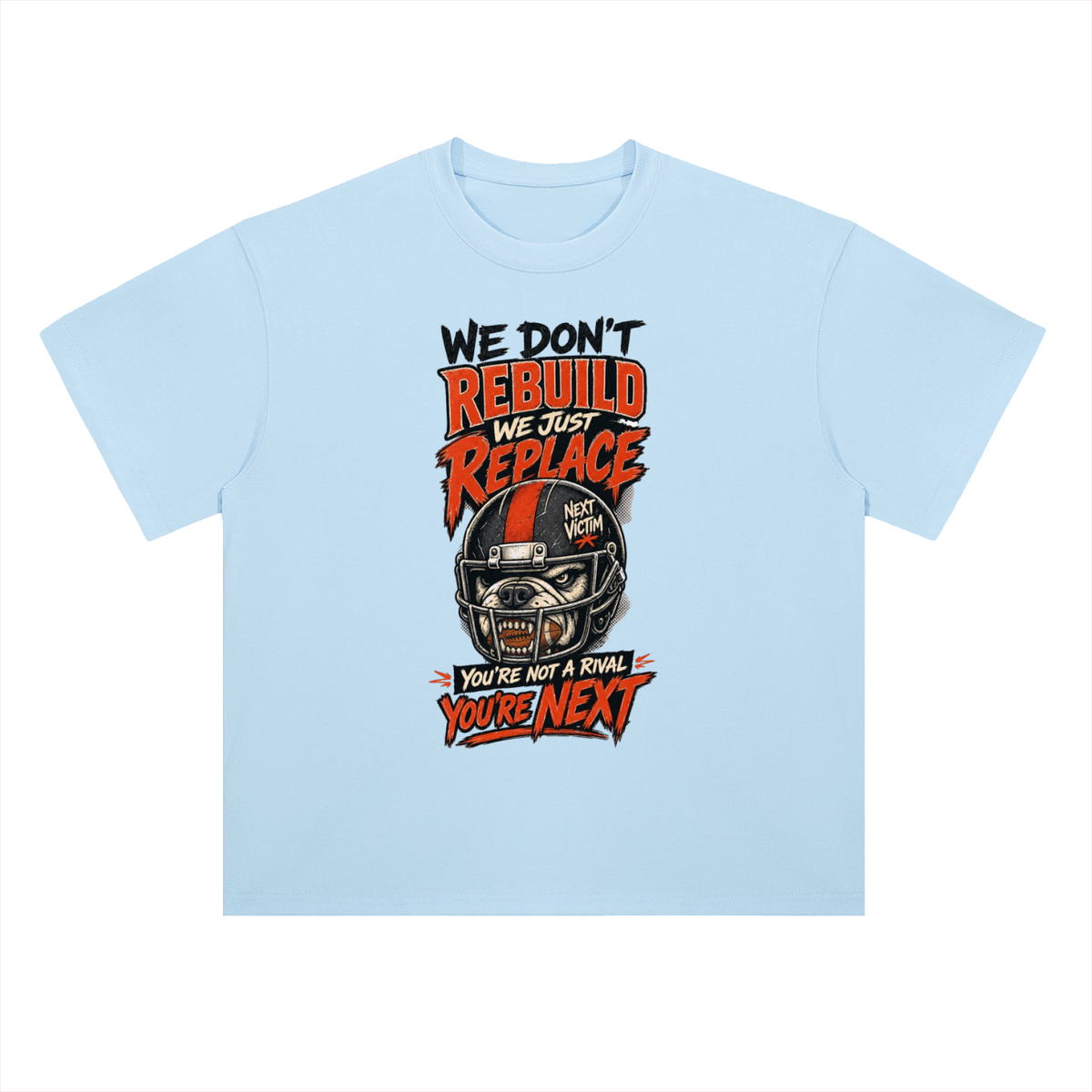 We Don't Rebuild Replace Hockey Mask Graphic Drop Shoulder Tee