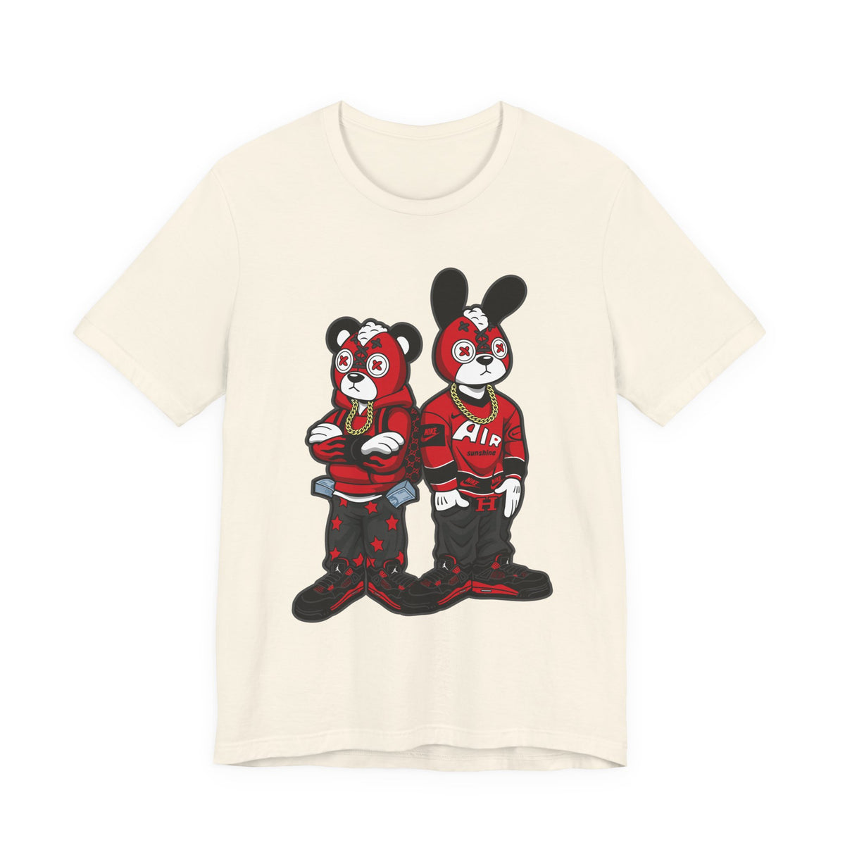 Streetwear Cartoon Bear & Bunny Tee — Hip Hop Graphic T-Shirt