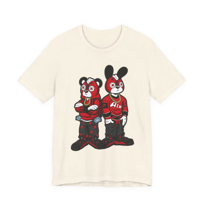 Streetwear Cartoon Bear & Bunny Tee — Hip Hop Graphic T-Shirt