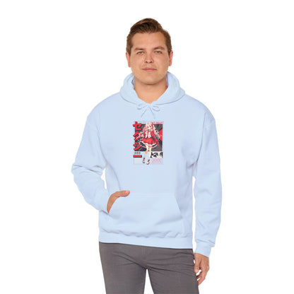 Anime Girl Graphic Hoodie — Red Retro Japanese Manga Design