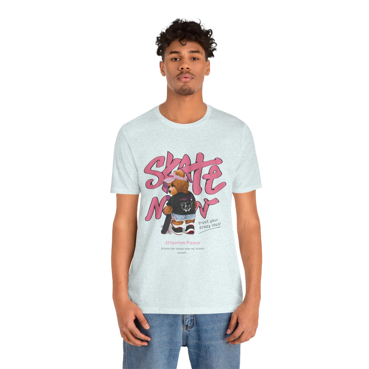 Skate Mom Bear Tee — Cute Pink Skateboard Graphic T-Shirt