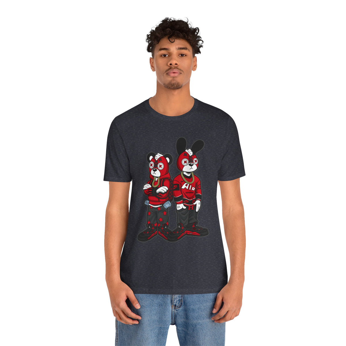 Streetwear Cartoon Bear & Bunny Tee — Hip Hop Graphic T-Shirt