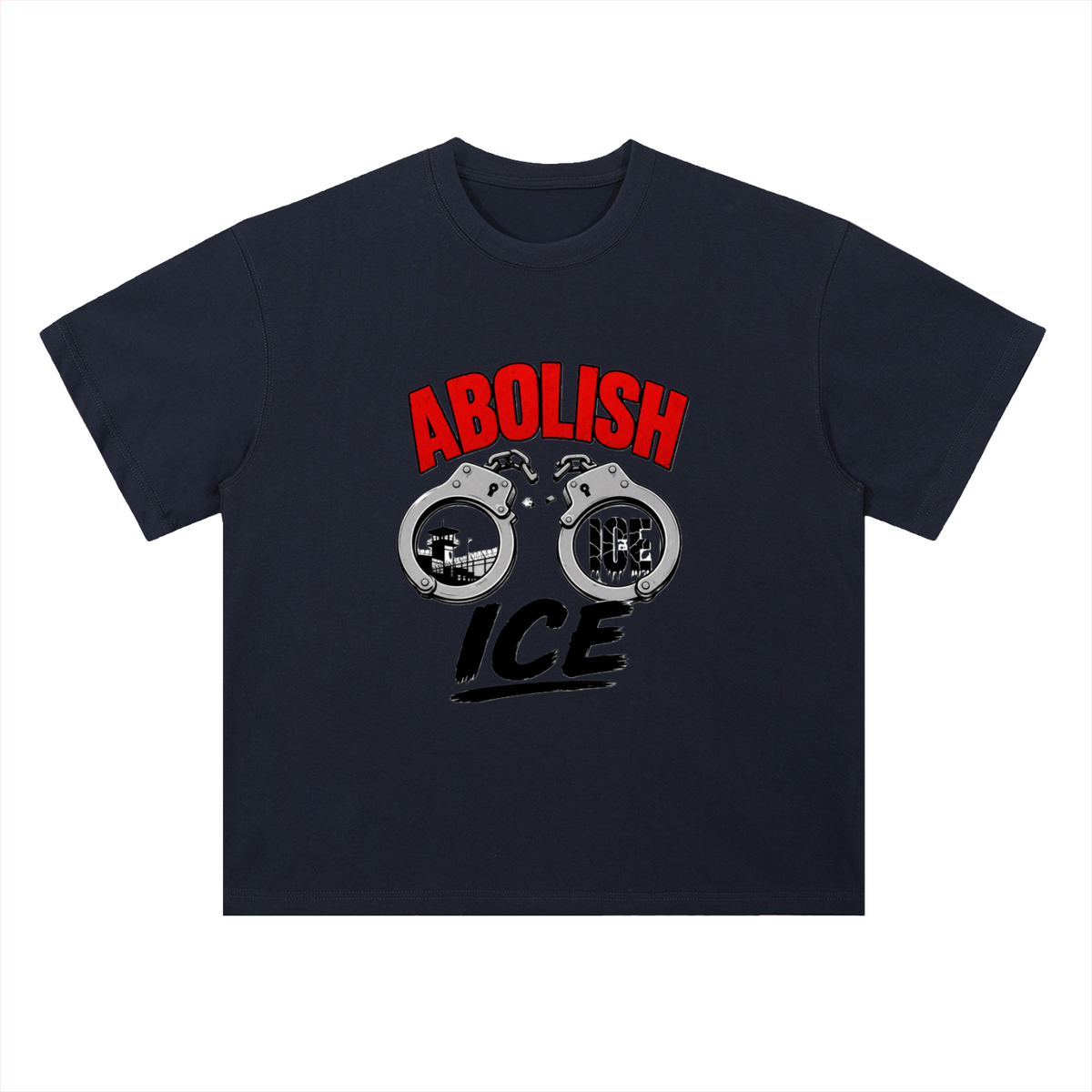 Abolish ICE Handcuffs Graphic Drop Shoulder Tee