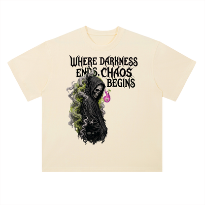 Where Darkness Ends Grim Reaper Graphic Drop Shoulder Tee