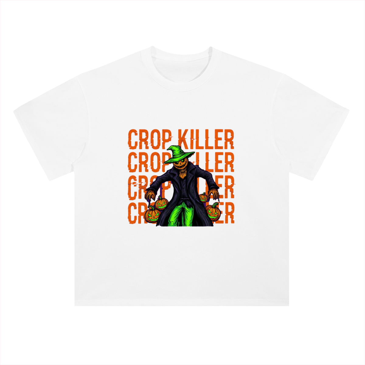 Crop Killer Halloween Scarecrow Graphic Drop Shoulder Tee