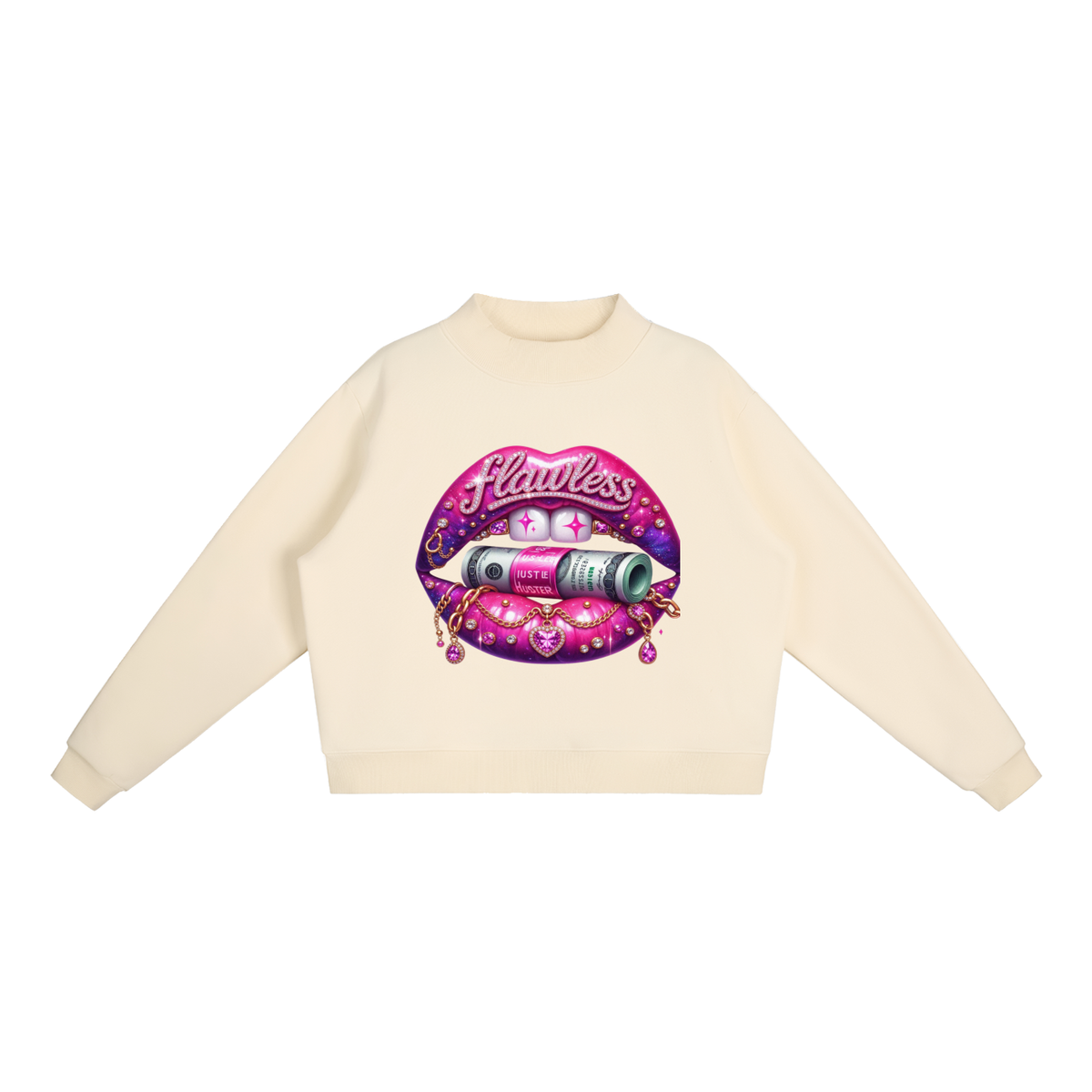 Flawless Lips Oversized Mock-Neck Sweatshirt