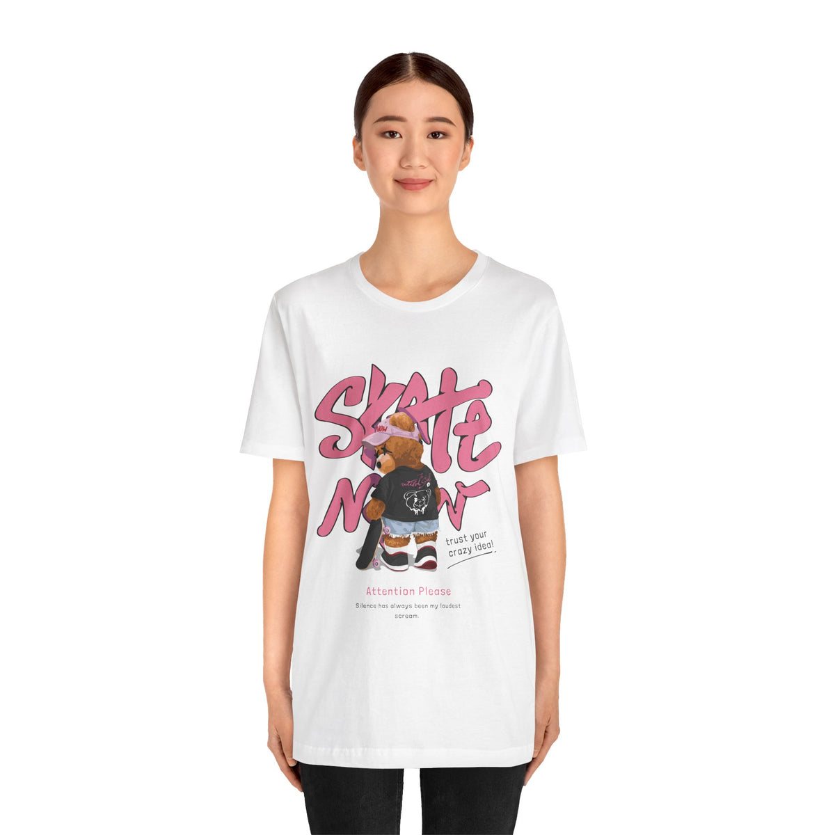 Skate Mom Bear Tee — Cute Pink Skateboard Graphic T-Shirt