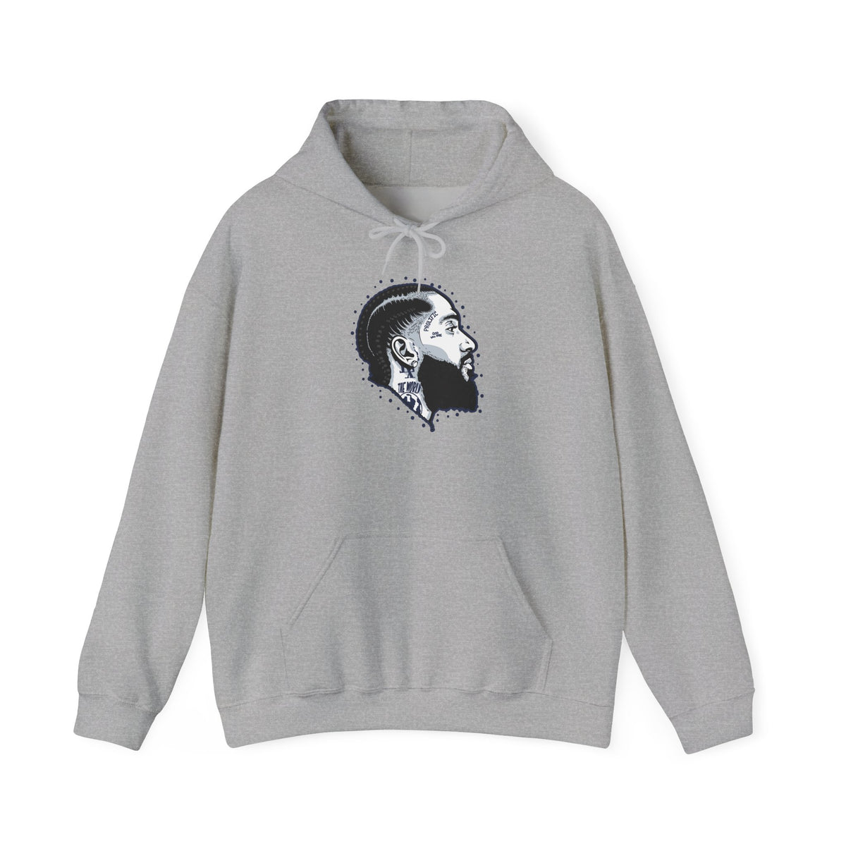 Portrait Graphic NIPSEY – Side Profile Ink Illustration Hooded
