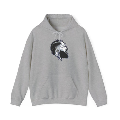 Portrait Graphic NIPSEY – Side Profile Ink Illustration Hooded