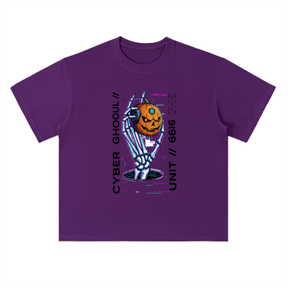 Cyber Punk Unit 666 Pumpkin Graphic Drop Shoulder Tee