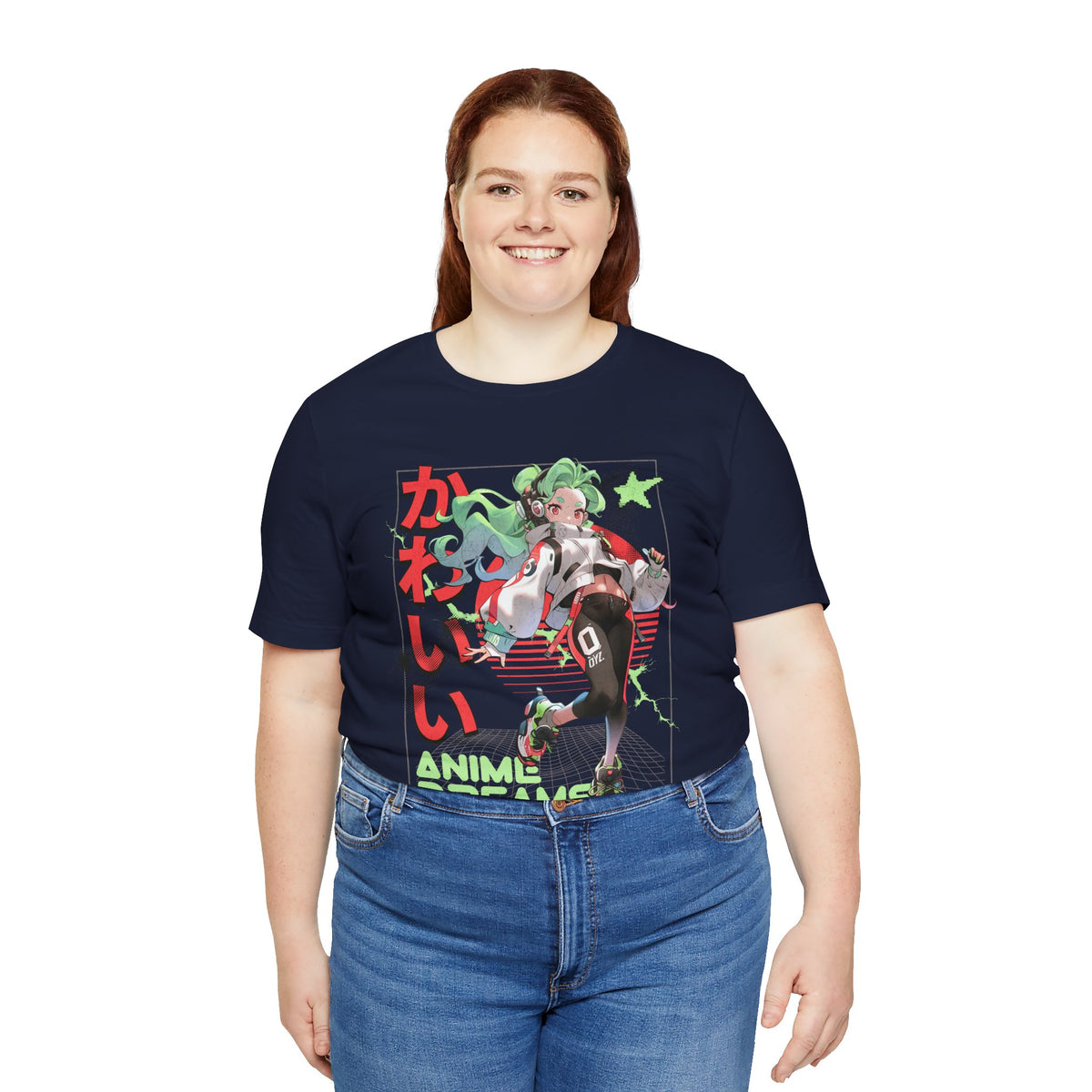 Anime Dreams Kawaii Tee — Neon Retro Anime Girl Graphic T-Shirt