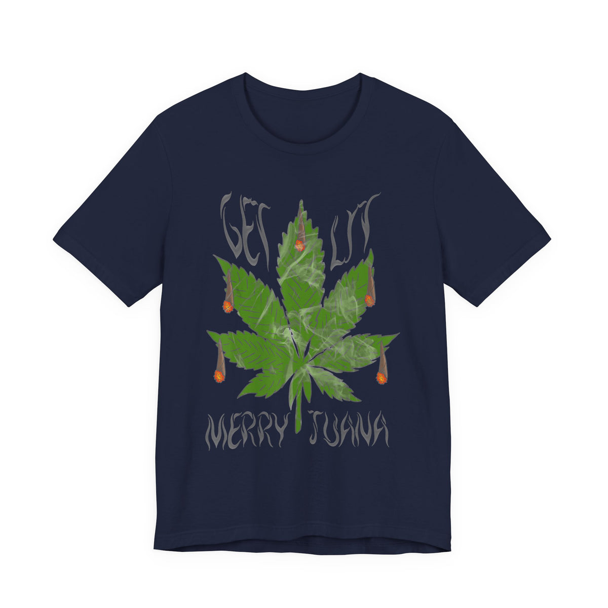 Merry Tijuana Cannabis Leaf Tee — 'Get Lit' Holiday Marijuana T-Shirt