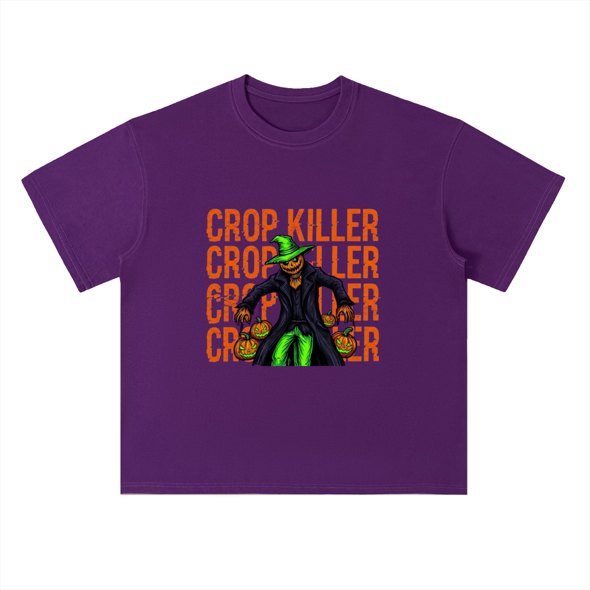 Crop Killer Halloween Scarecrow Graphic Drop Shoulder Tee